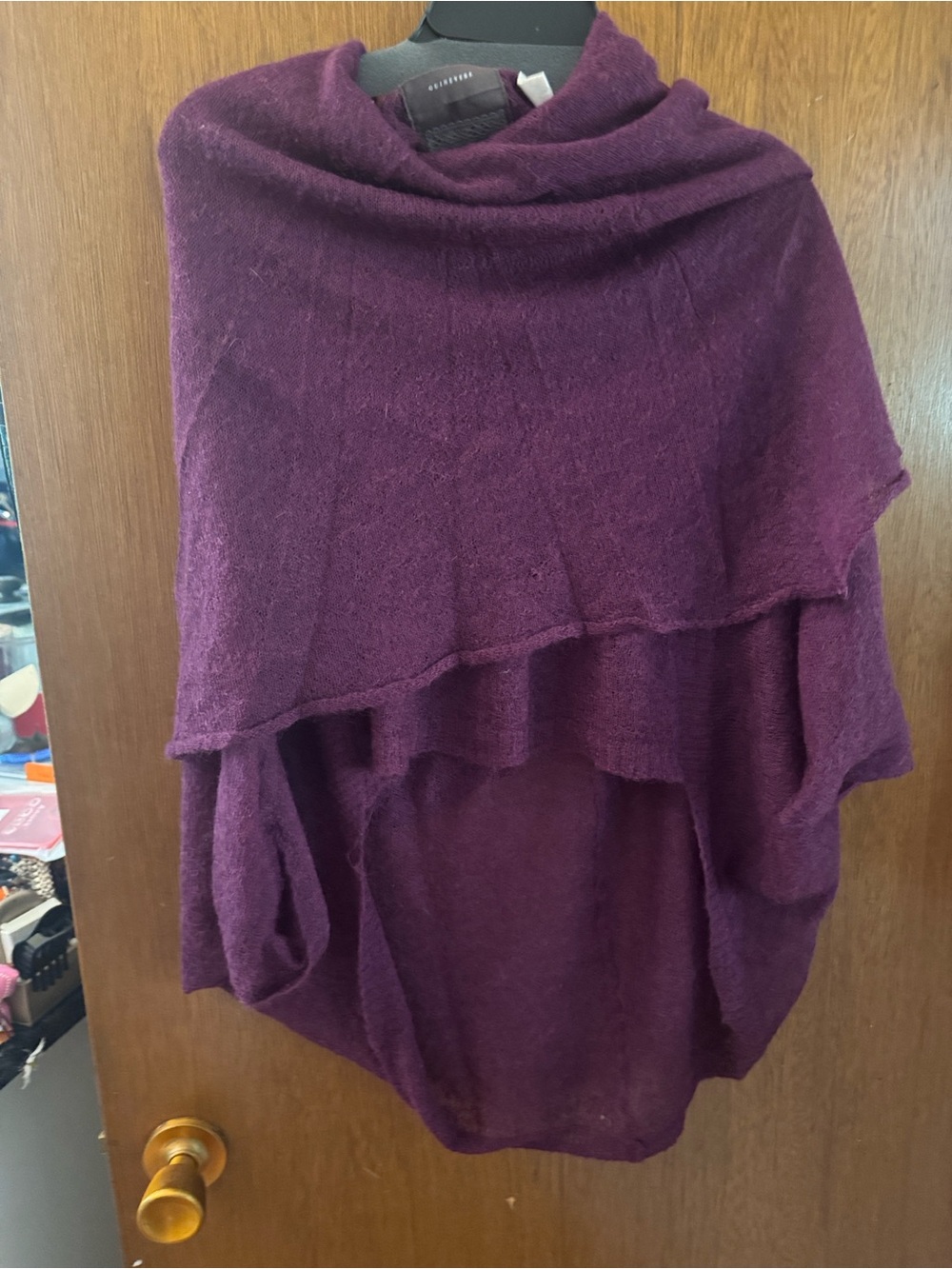 Layered Purple Knit Poncho Shrug Mohair blend